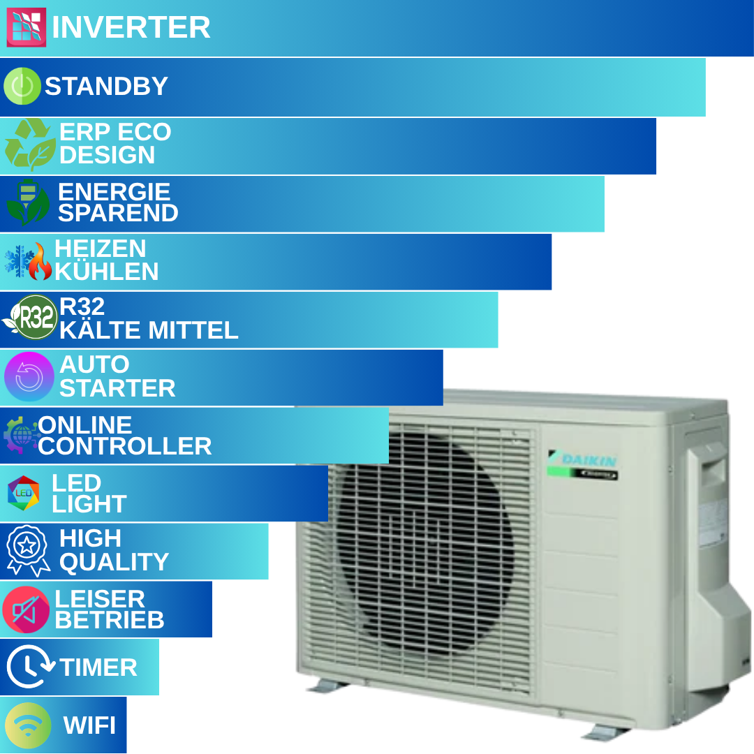 Daikin Inverter, Stylish, Multisplit-Anwendung Wandgerät, FTXA50BB + FTXA50BB + 4MXM80A A++, A+++