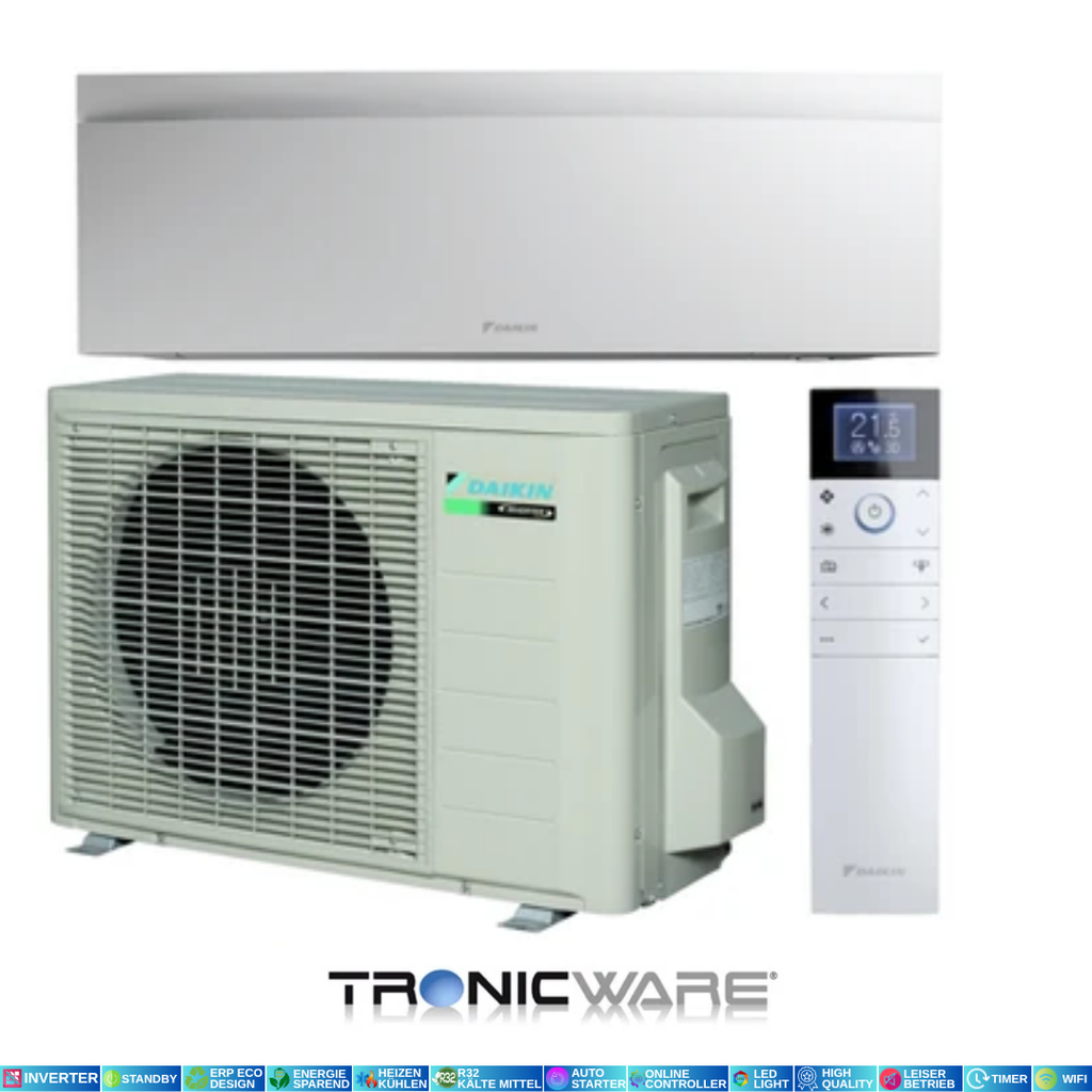 Daikin Inverter, Emura 3, Wandgerät, FTXJ25AW + RXJ25A 9000 BTU 2,5 kW A++, A+++