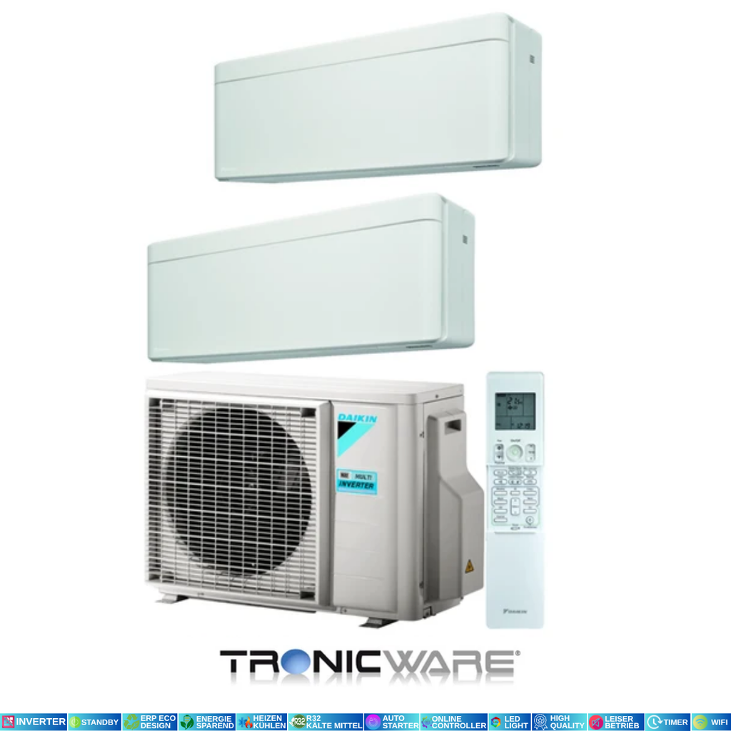 Daikin Inverter, Stylish, Multisplit-Anwendung Wandgerät, FTXA20AW + FTXA20AW + 2MXM40A A++, A+++