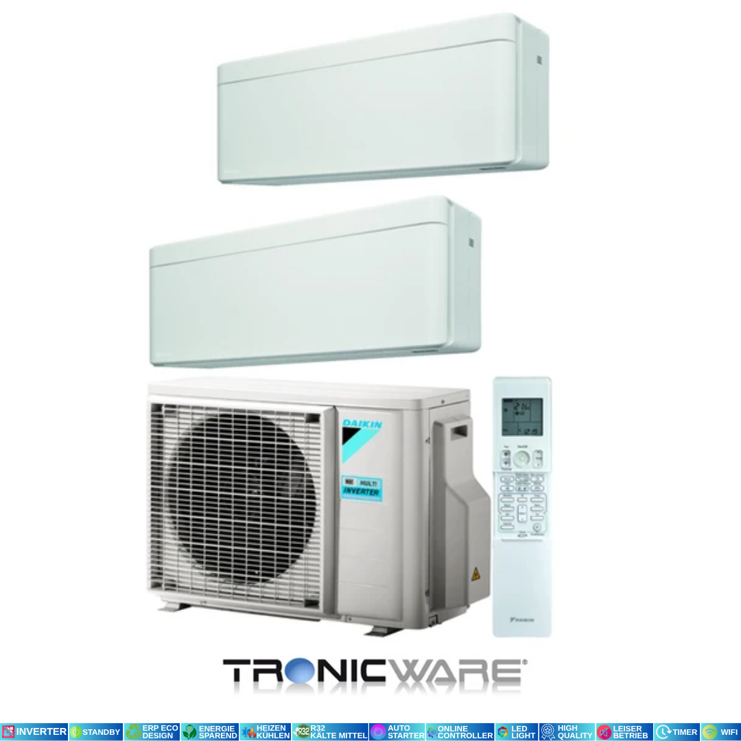 Daikin Inverter, Stylish, Multisplit-Anwendung Wandgerät, FTXA20AW + FTXA20AW + 2MXM40A A++, A+++