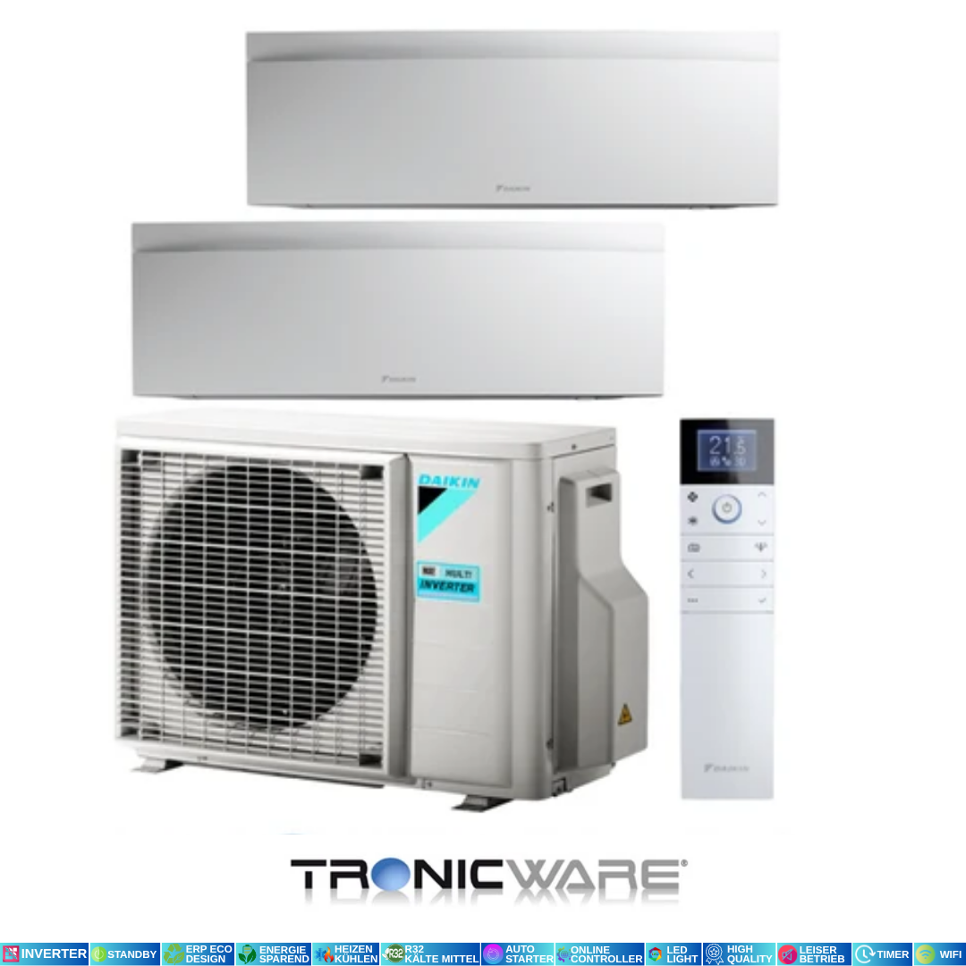 Daikin Inverter, Emura 3, Multisplit-Anwendung Wandgerät, FTXJ50AW + FTXJ25AW + 2MXM68A  A, A++