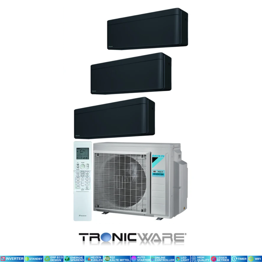 Daikin Inverter, Stylish, Multisplit-Anwendung Wandgerät, FTXA50BB + FTXA25BB + FTXA20BB + 3MXM68A A++, A+++