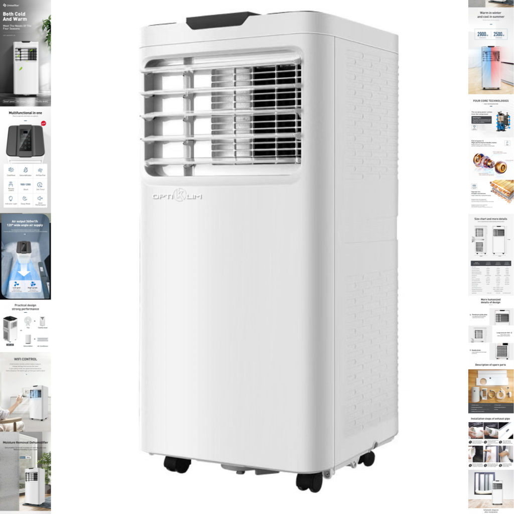 Optiklim Premium Mobile Inverter Klimaanlage – 4-in-1: Kühlen, Heizen, Entfeuchten & Ventilieren