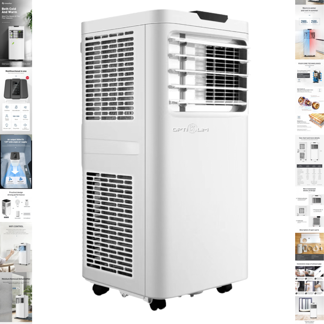 Optiklim Premium Mobile Inverter Klimaanlage – 4-in-1: Kühlen, Heizen, Entfeuchten & Ventilieren